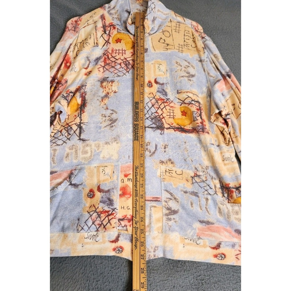 Chico's Jacket Oversized 100% Cotton Primitive Print Zippered Women's Sz 3 (XL) - Picture 3 of 7